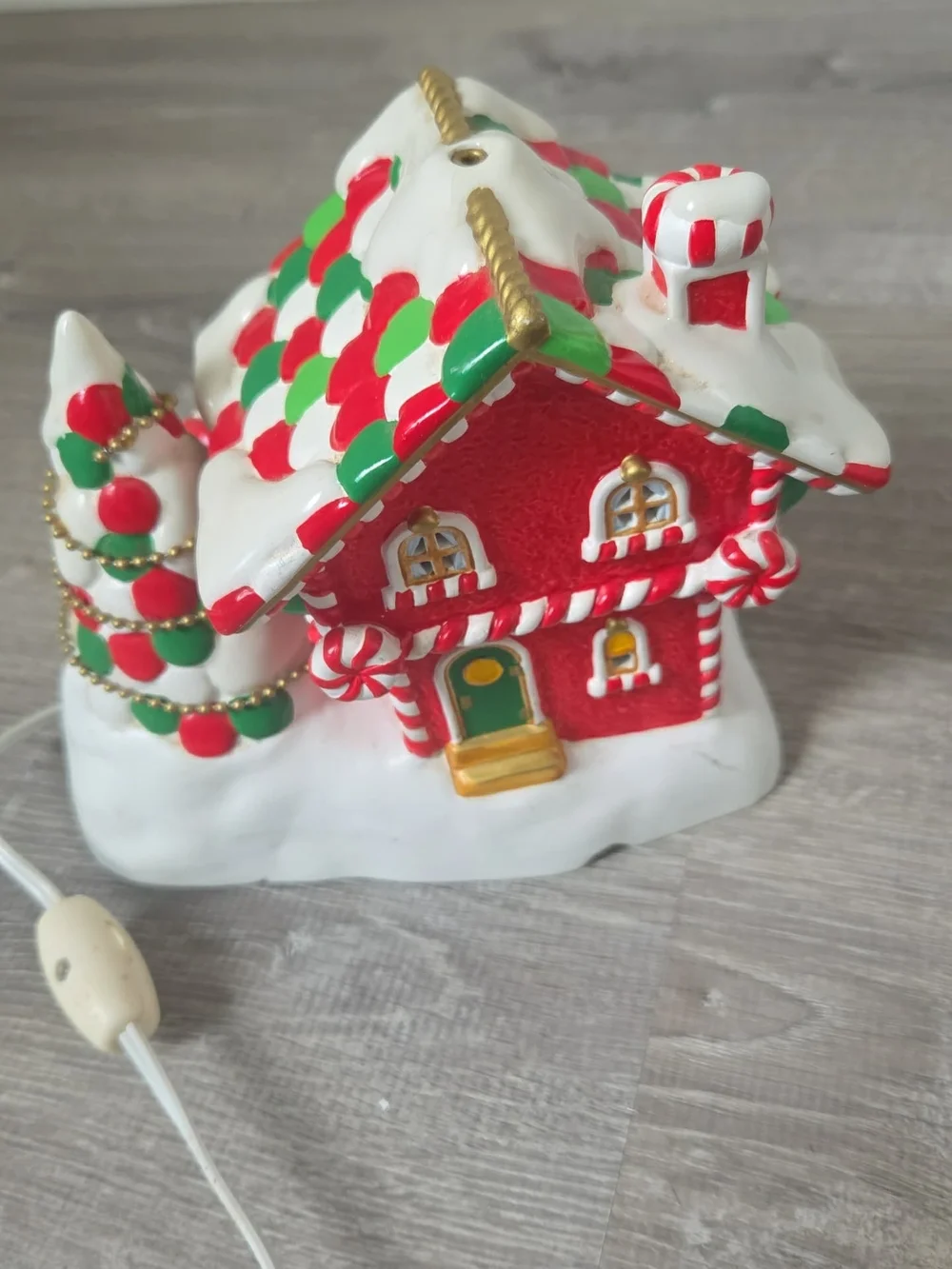 Vintage M&M'S Red & Green Candy Cottage Holiday Figurine